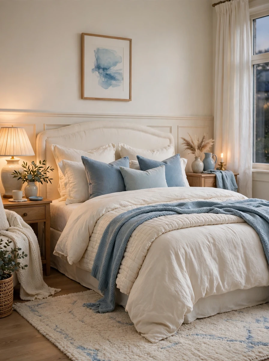 10. Make a Cozy Elegant Bedroom With Creamy Whites