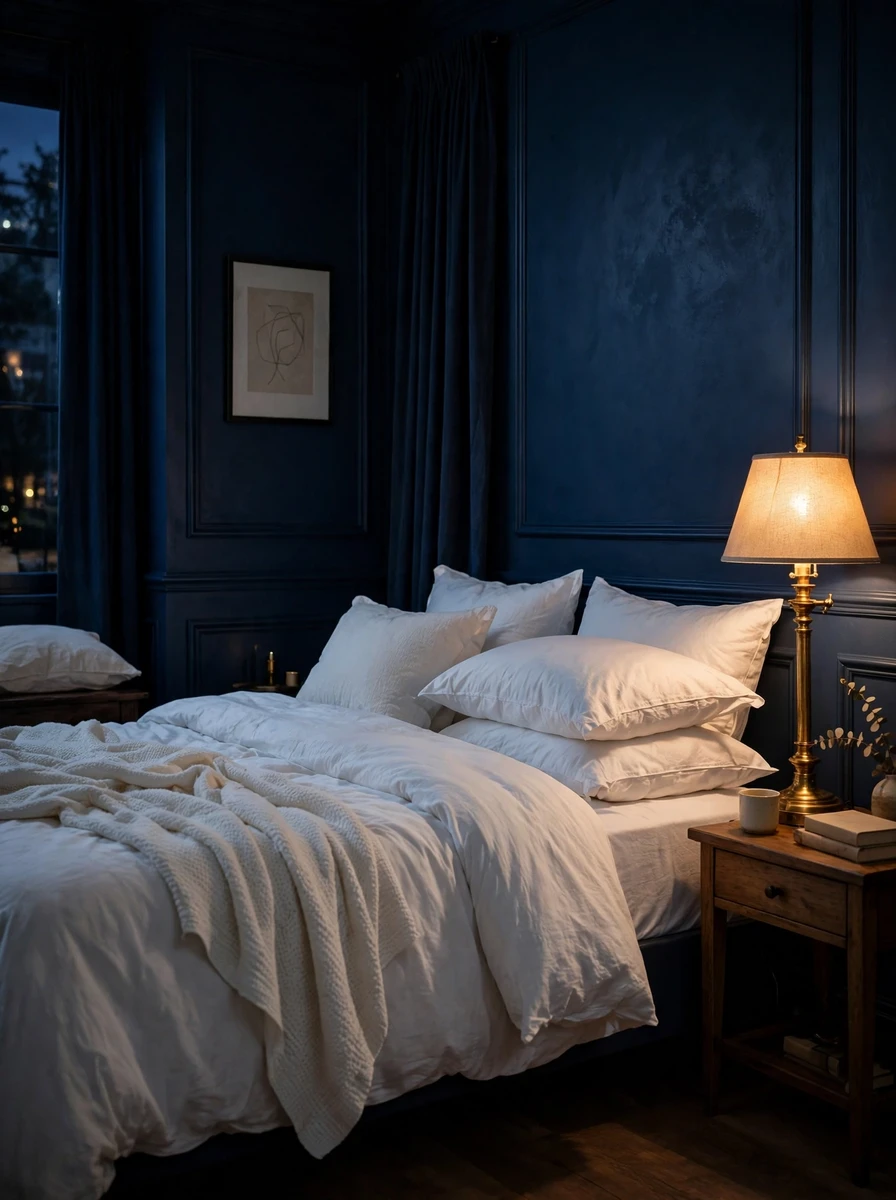 5. Go Dark and Moody With Deep Navy Walls
