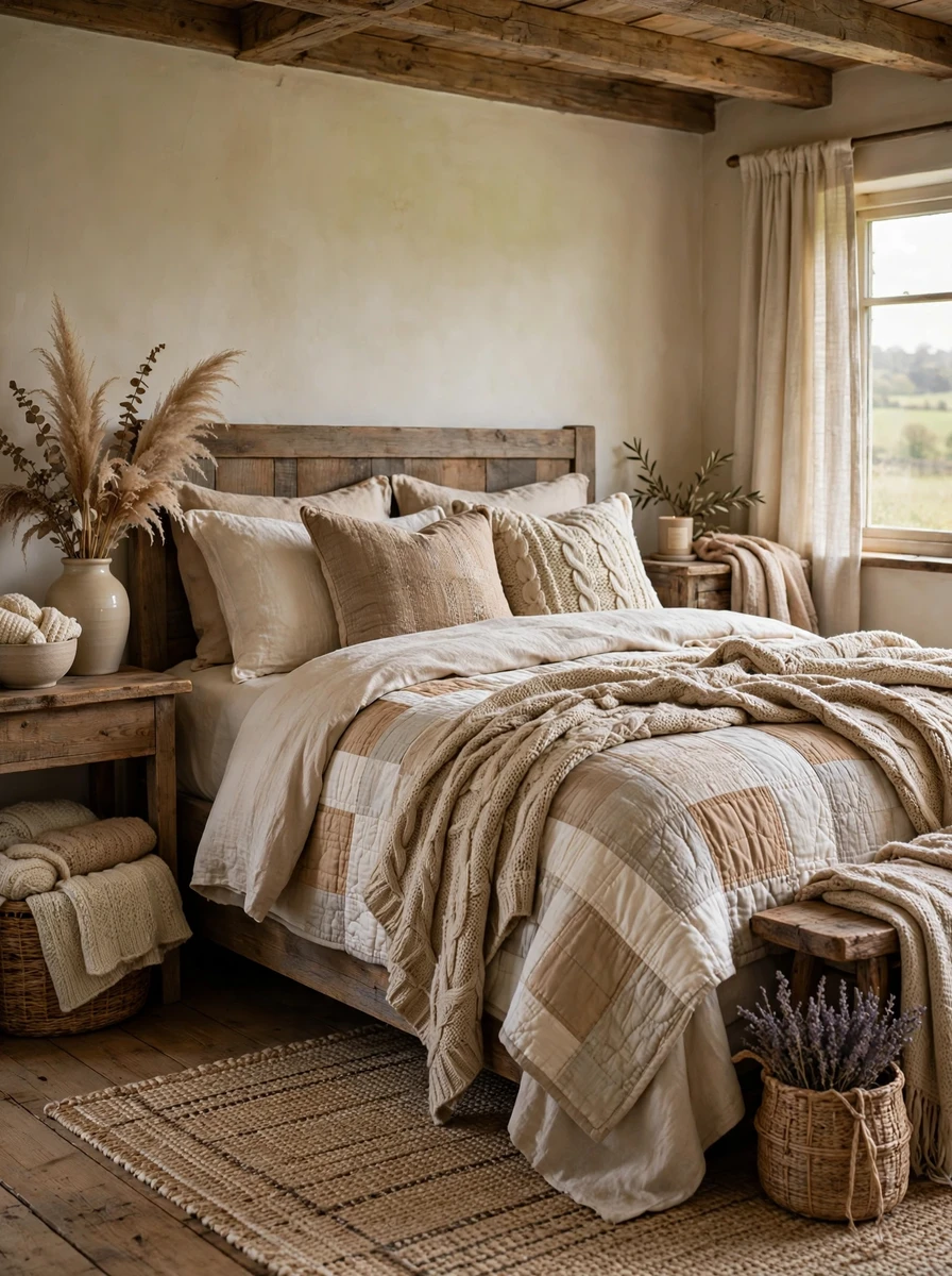 3. Layer Linens for a Cozy Country Bedroom Feel