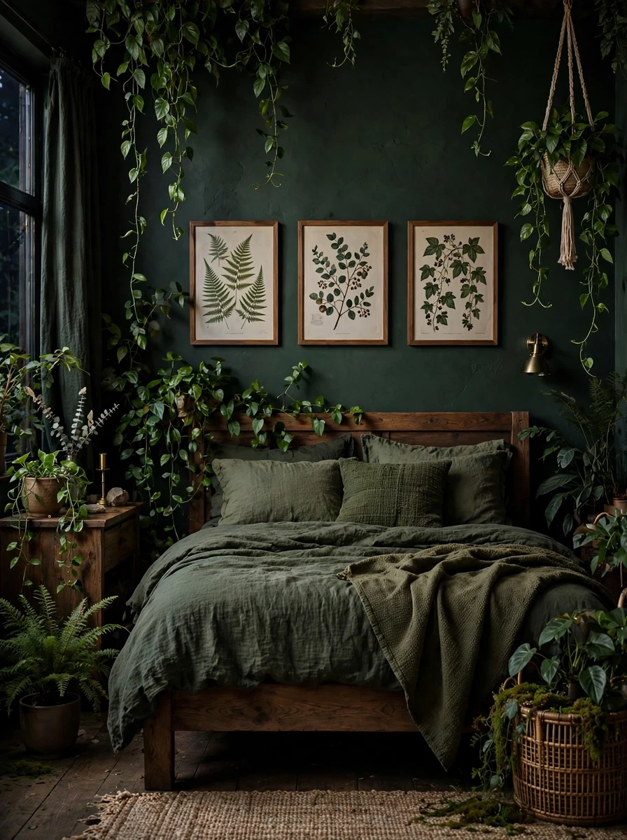 Build a Dark Nature Aesthetic Bedroom With Botanical Layers