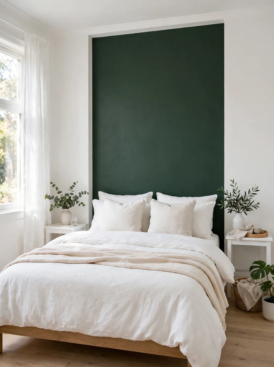 Try Moody Bedroom Ideas With a Green Accent Wall Only