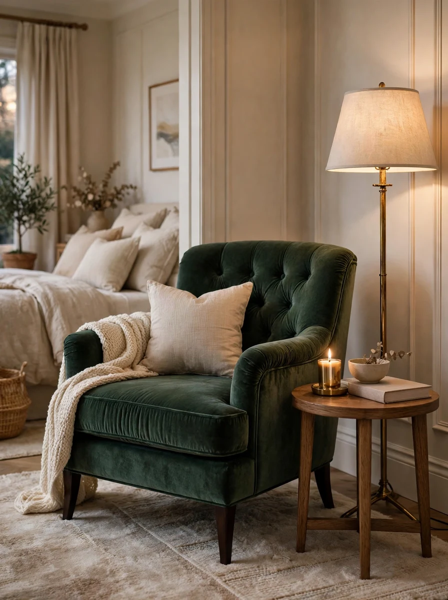 Create a Sitting Corner for a Cozy Elegant Bedroom